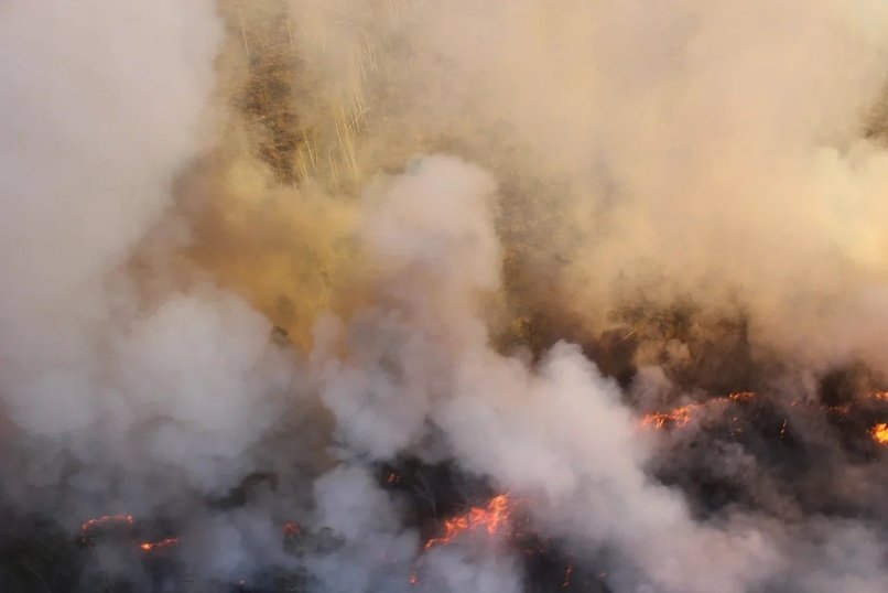 Лесные пожары в Забайкалье видны из космоса