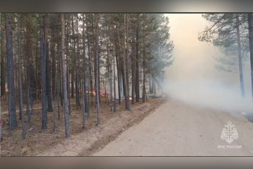 Пожар в Смоленке тушат самолёт и вертолёт
